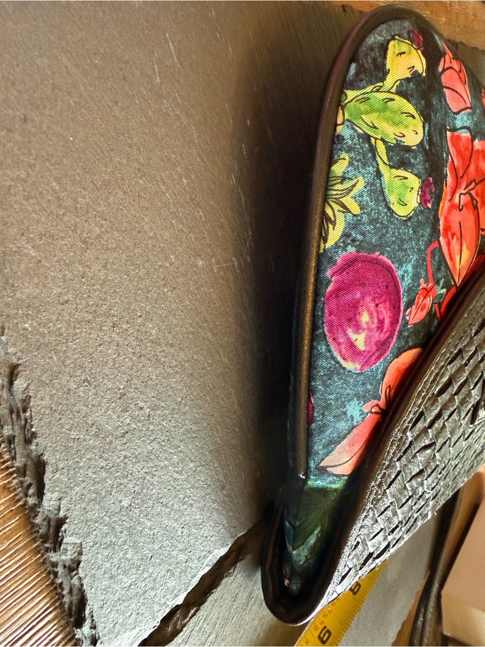 Silk and Leather Floral Clutch - Pineda Covalin - Excellent Condition - Picture 4 of 7